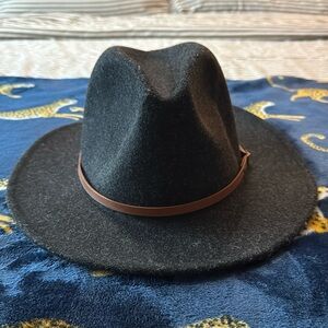 Wool like Wide brim hat | charcoal black